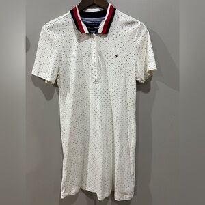 Womens Tommy Hilfiger Red and White Striped Collar Polo Dress